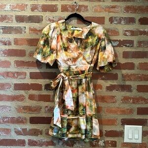 Marie Oliver Multicolor Tie-Dye Mini Dress in Green, Orange, White